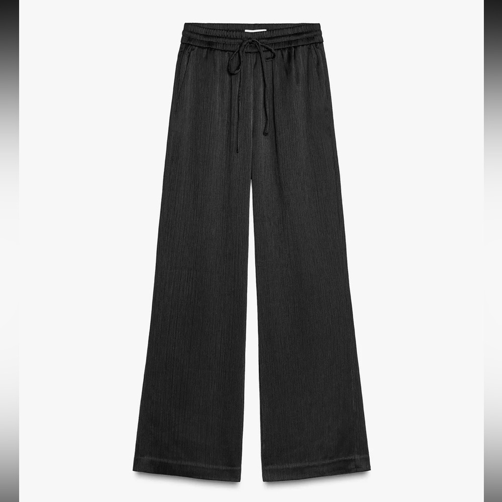 NWT Zara Wrinkle Look Black Wide-Leg Pants